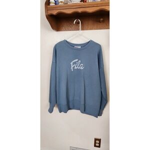 Fila Womens Sweatshirt Crewneck Blue Oversized Logo XXL